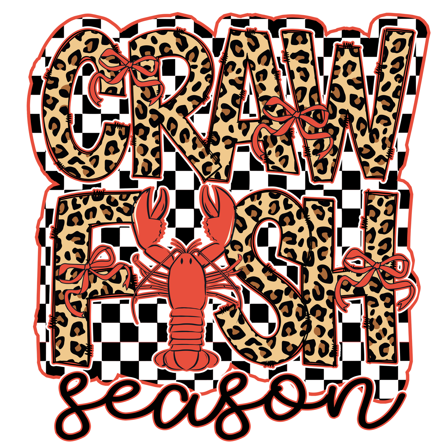 Craw fish, heat transfer, press and peel, no shirt, made to order