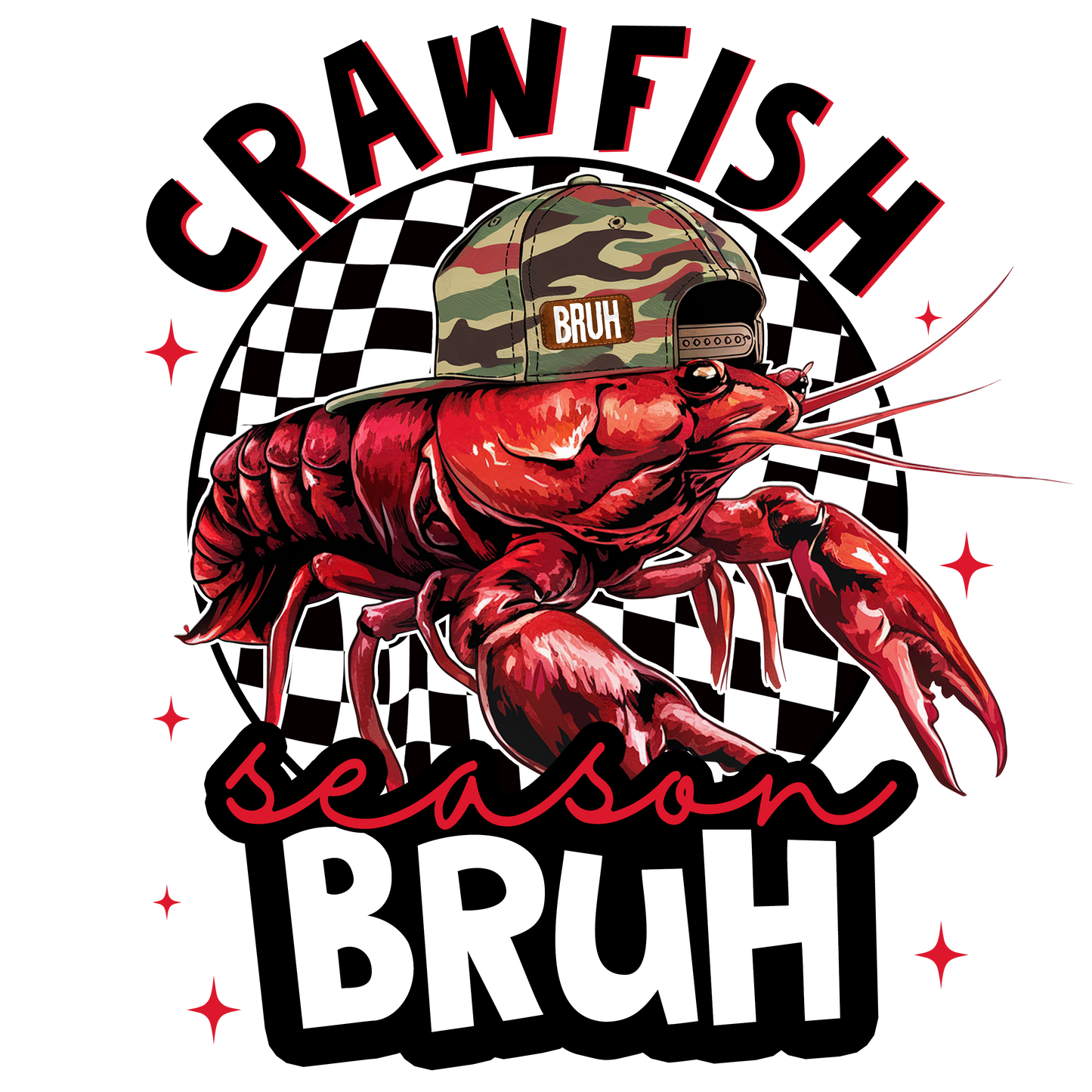 Craw fish, heat transfer, press and peel, no shirt, made to order