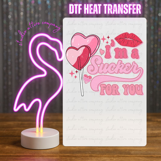 I'm a sucker for you, Valentine, Heat transfer, Press and peel, Full color, Instant press, MTO