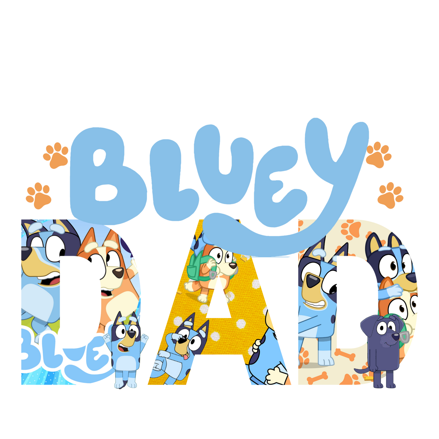 Blue dog, Dad, heat transfer, press and peel, no shirt, made to order
