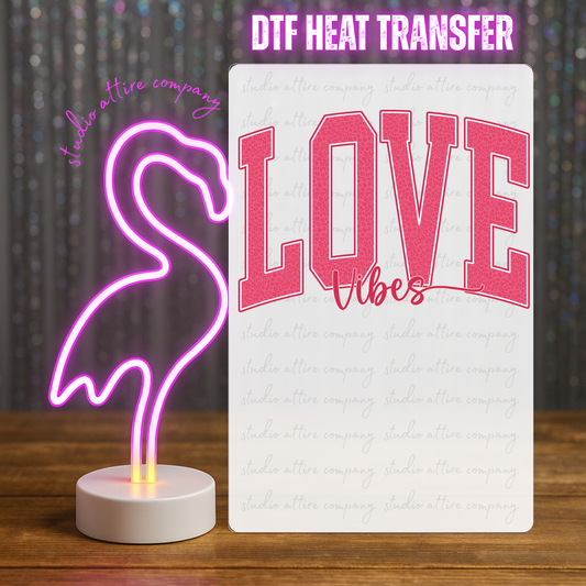 Love vibes, Heat transfer, Press and peel, Full color, Instant press, MTO