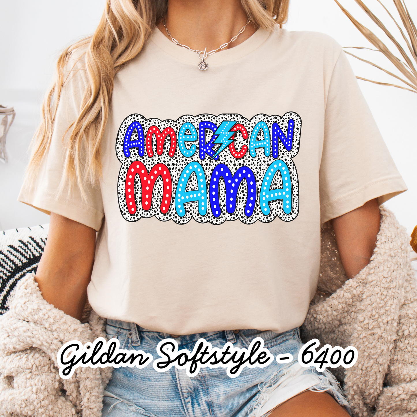 American mama - Short Sleeve - Gildan Softstyle - Women's Printed Tee