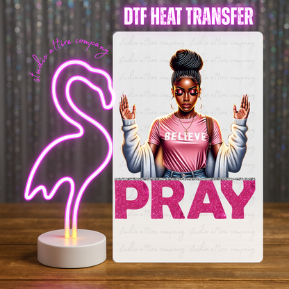 Pink pray, Heat transfer, Press and peel, Full color, Instant press, MTO, 2957