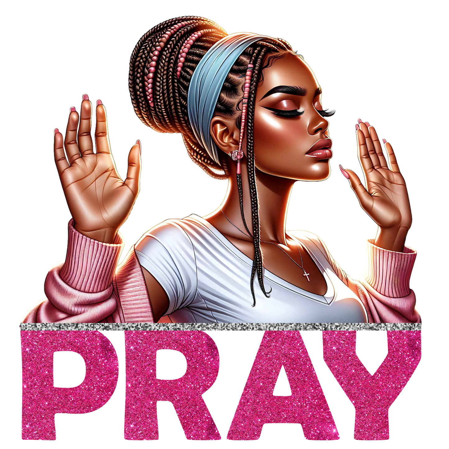Pray, women, press and peel, no shirt, made to order