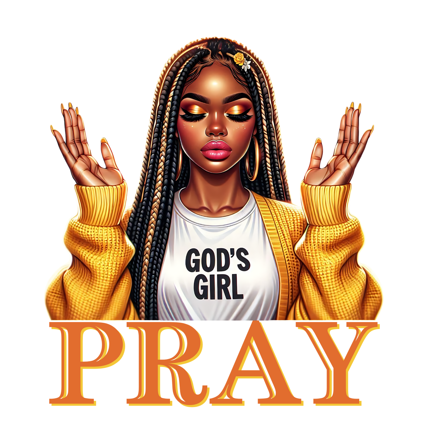 Pray, women, press and peel, no shirt, made to order