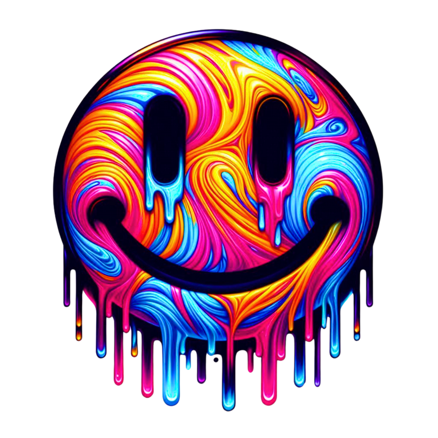 Trippy smiley face, press and peel, no shirt, made to order