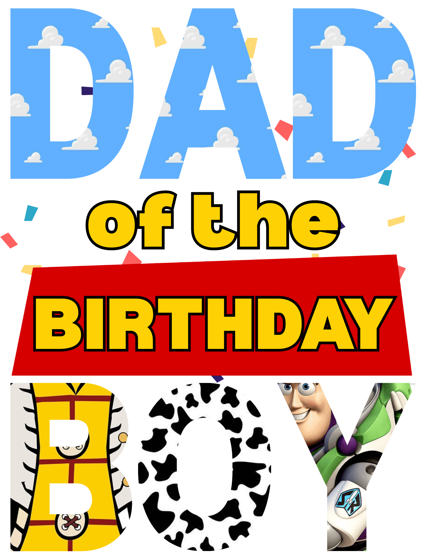 Dad of the birthday boy, Character, press and peel, no shirt, made to order