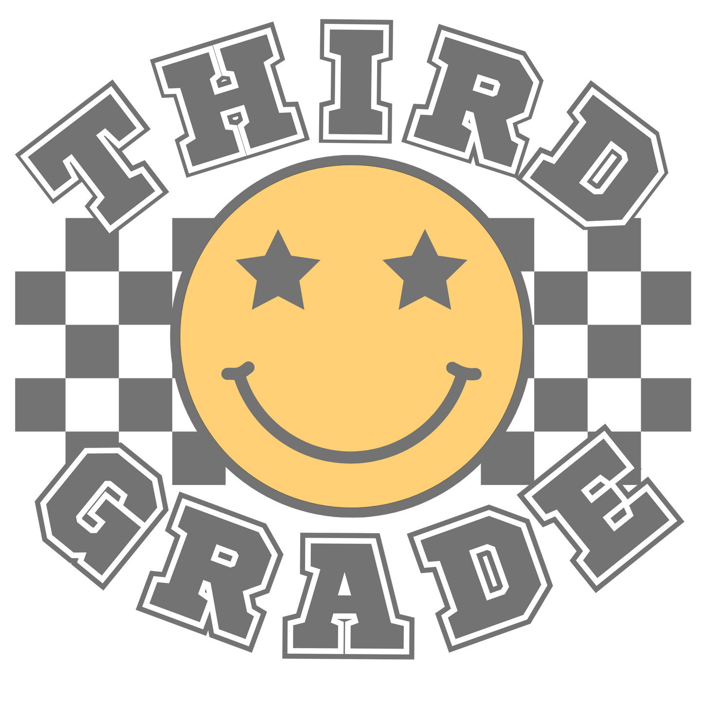 Third Grade, School, Smiley, press and peel, no shirt, made to order