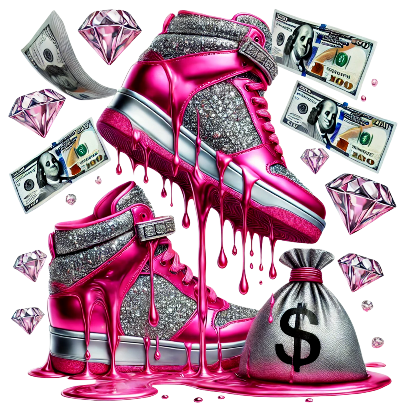 Sneakers, faux glitter, Press-ready, Transfer only, MTO