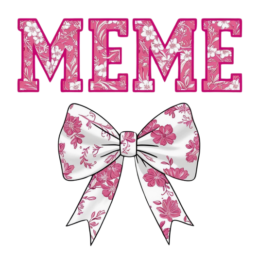 Meme, Pink and white, Bow, Press-ready, Transfer only, MTO