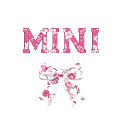 Mini, Pink and white, Bow, Press-ready, Transfer only, MTO