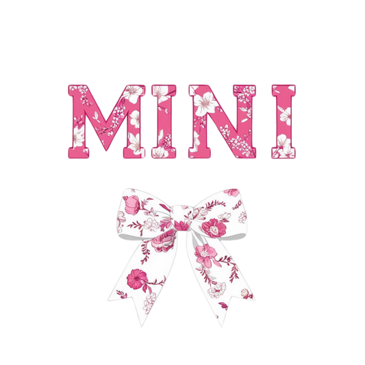 Mini, Pink and white, Bow, Press-ready, Transfer only, MTO