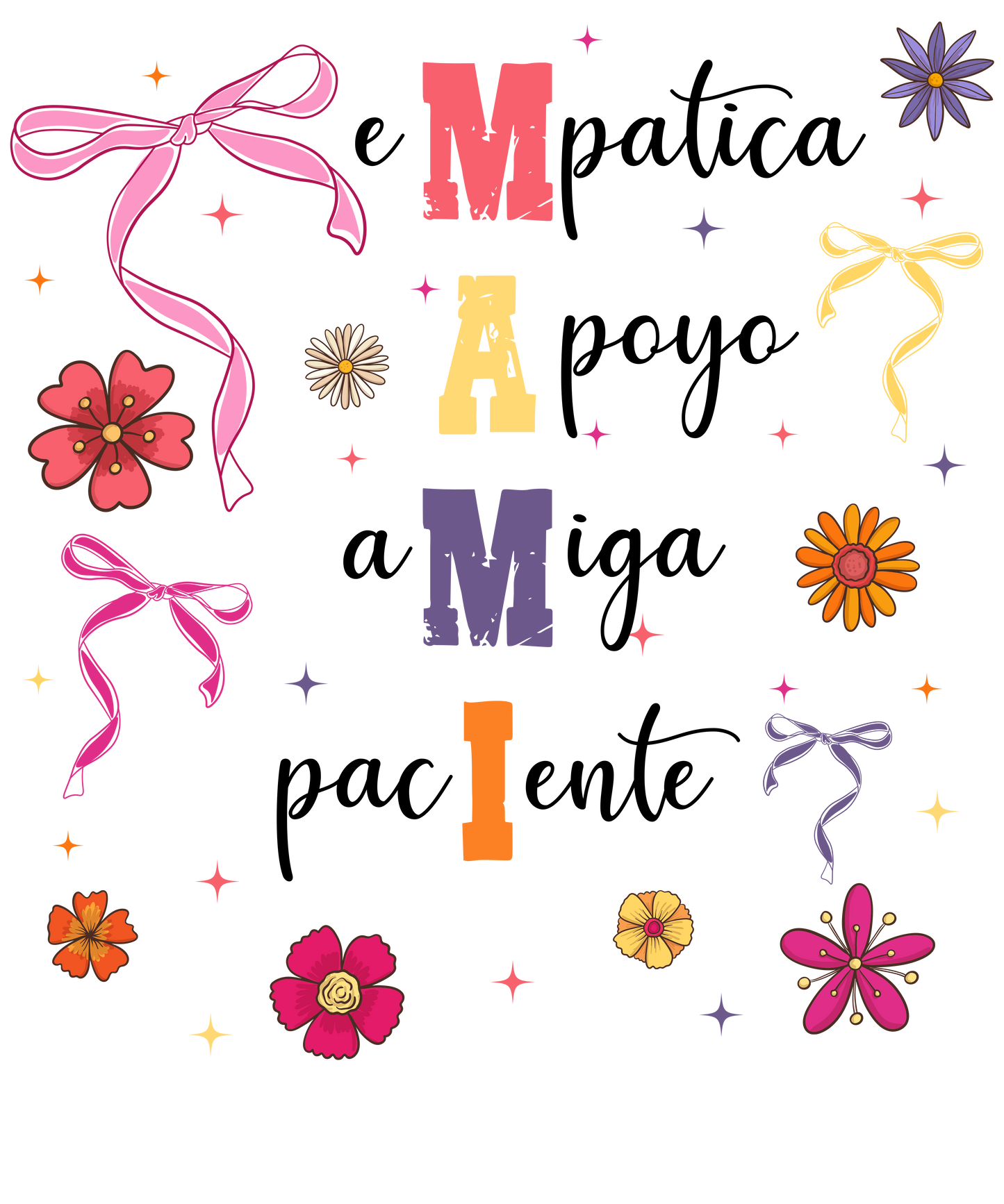 Mami, Pink and white, Bow, Press-ready, Transfer only, MTO