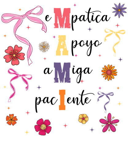 Mami, Pink and white, Bow, Press-ready, Transfer only, MTO