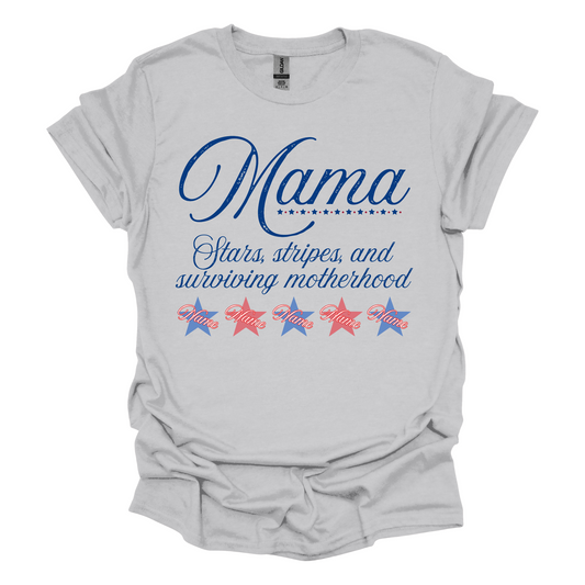 Custom mama with names, fourth of July Adult, Short Sleeve, Printed Tee (Gildan Softstyle)