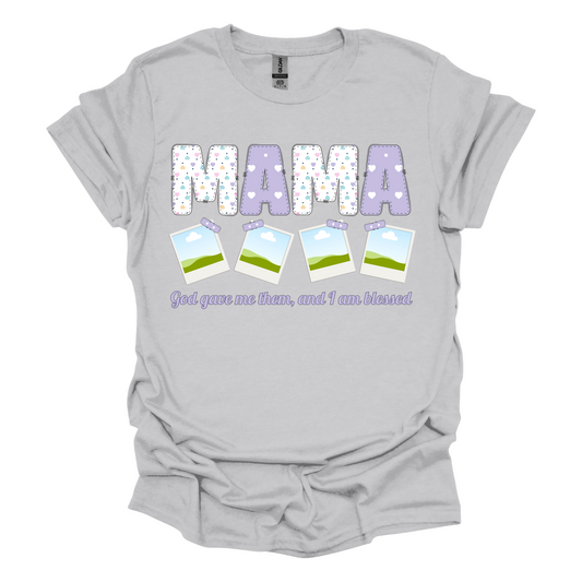 Custom mama with pictures, Short Sleeve, Printed Tee (Gildan Softstyle)