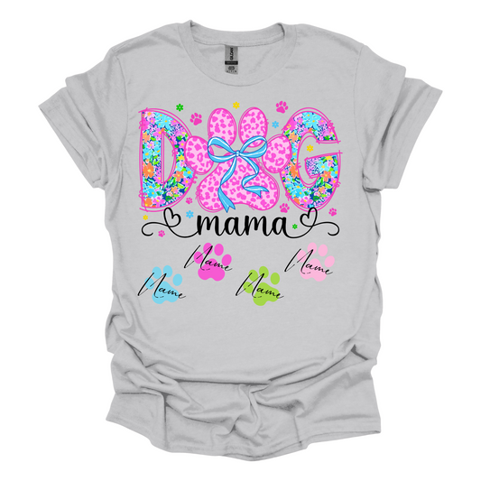 Custom dog mama with names, Short Sleeve, Printed Tee (Gildan Softstyle)
