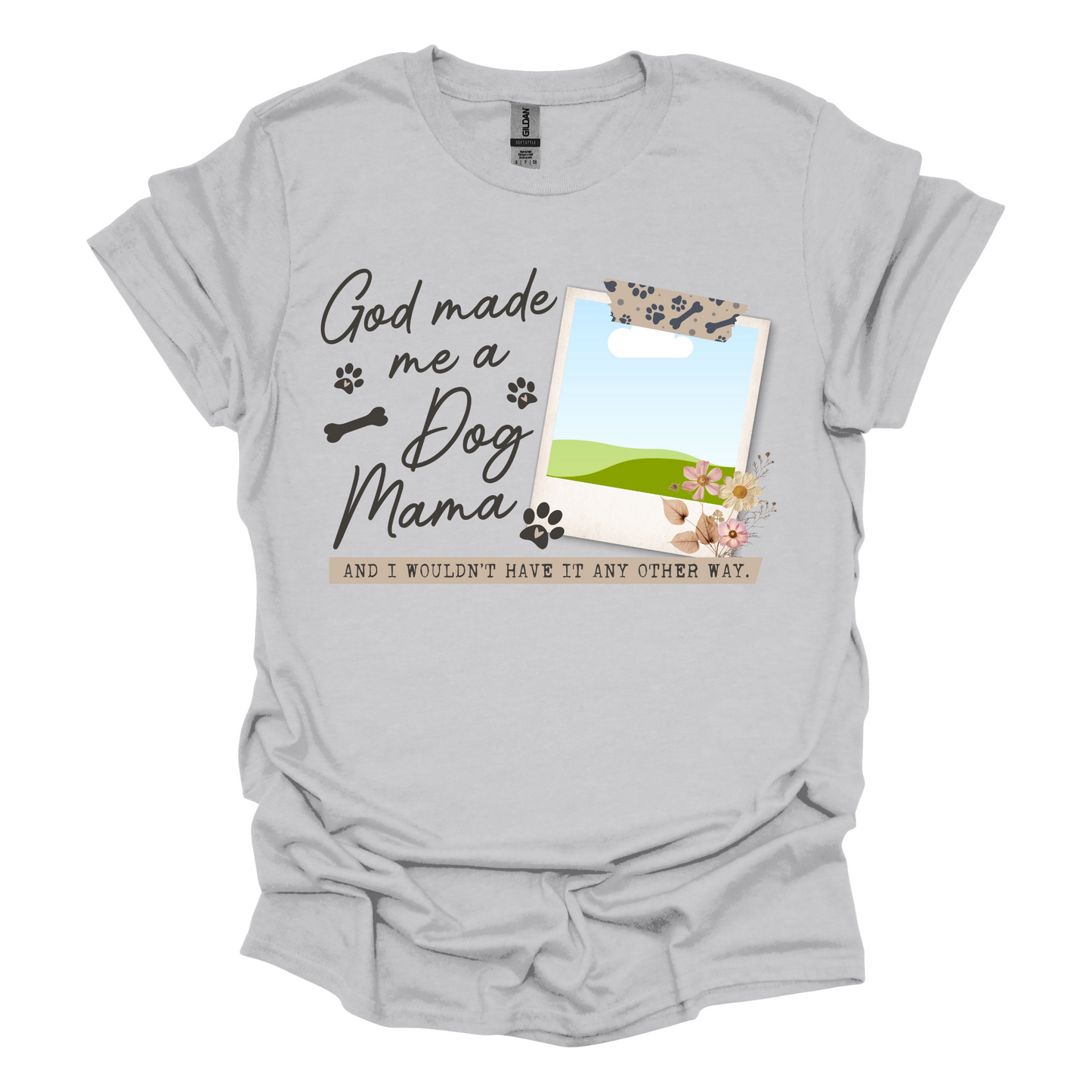 Custom dog mama with picture, Short Sleeve, Printed Tee (Gildan Softstyle)
