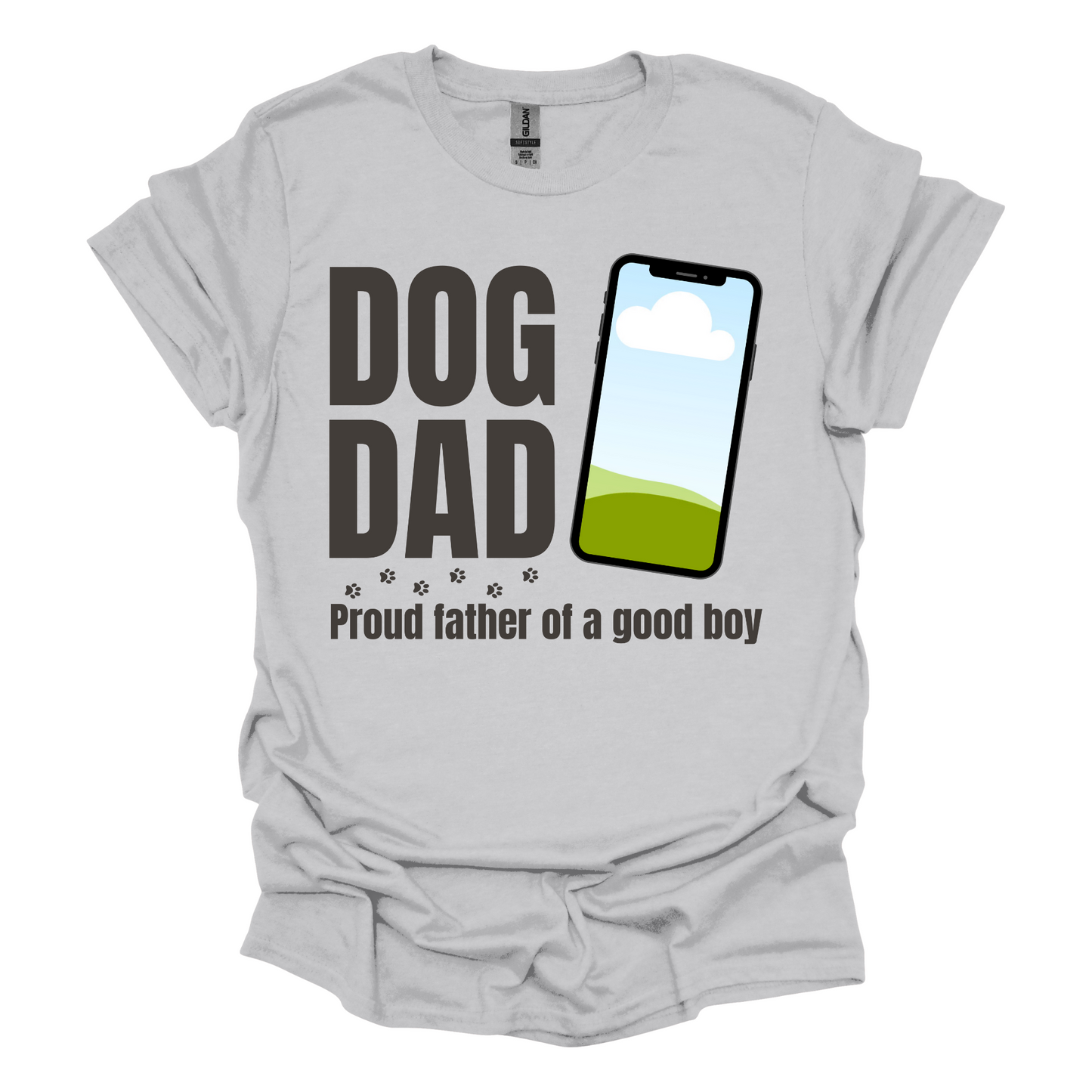 Custom dog dad with picture, Short Sleeve, Printed Tee (Gildan Softstyle)