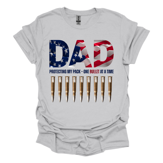 Custom dad with names, flag, Short Sleeve, Printed Tee (Gildan Softstyle)
