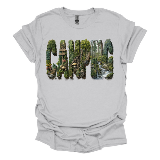 Camping, Short Sleeve, Printed Tee (Gildan Softstyle)