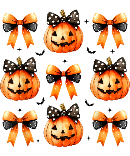 Bows and pumpkins, Halloween, Press-ready, Transfer only, MTO