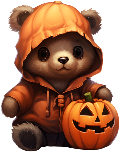 Halloween pumpkin bear, Press-ready, Transfer only, MTO