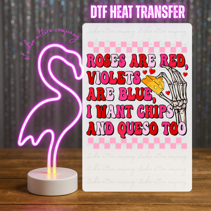 Roses are red, Valentine, Cinco de mayo, Heat transfer, Press and peel, Full color, Instant press, MTO