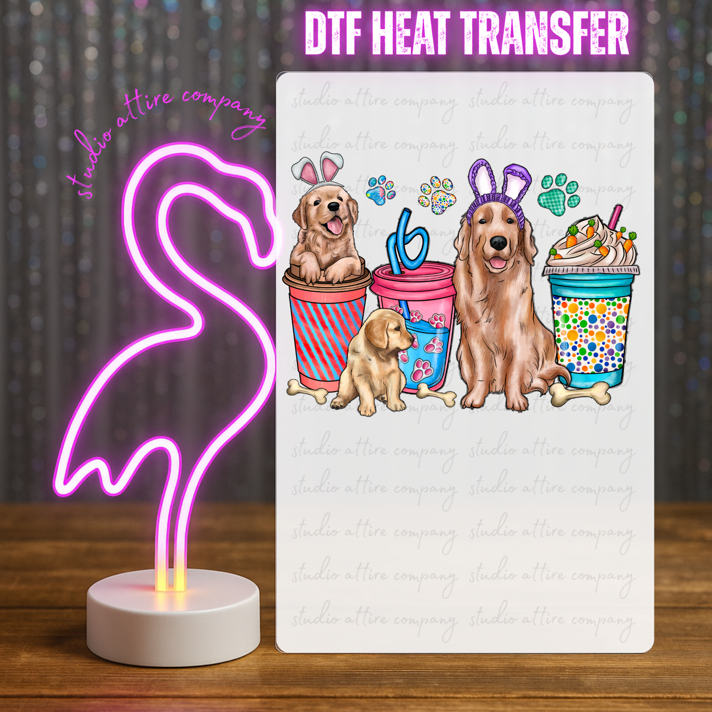 Dog coffee, Easter, DTF Heat Transfer, Press and peel, Full color, Instant press, MTO