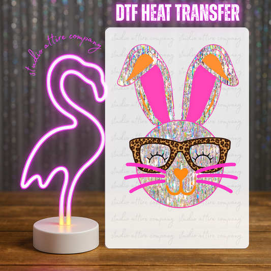 Faux glitter bunny, Easter, DTF Heat Transfer, Press and peel, Full color, Instant press, MTO