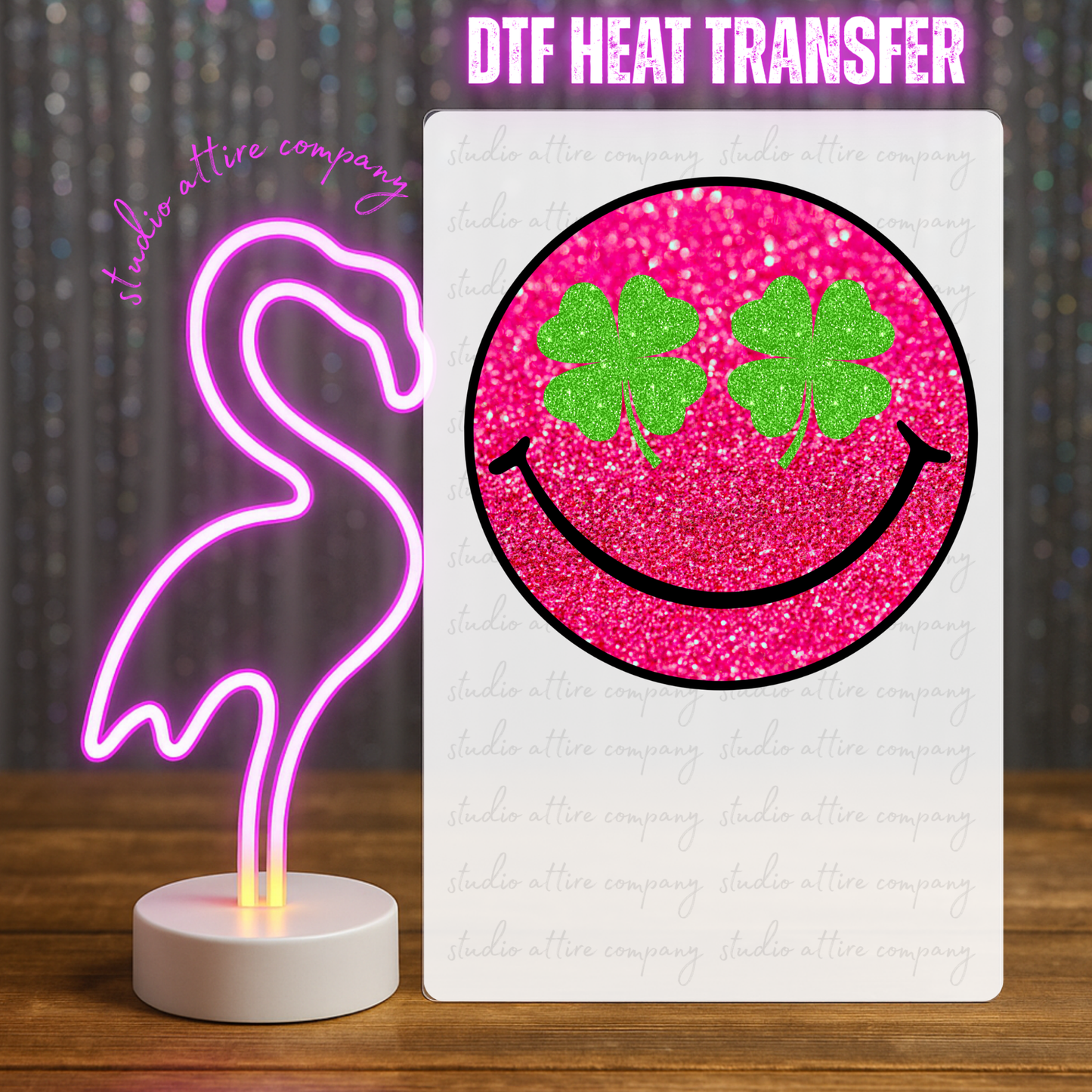 Faux glitter smiley, DTF Heat Transfer, Press and peel, Full color, Instant press, MTO