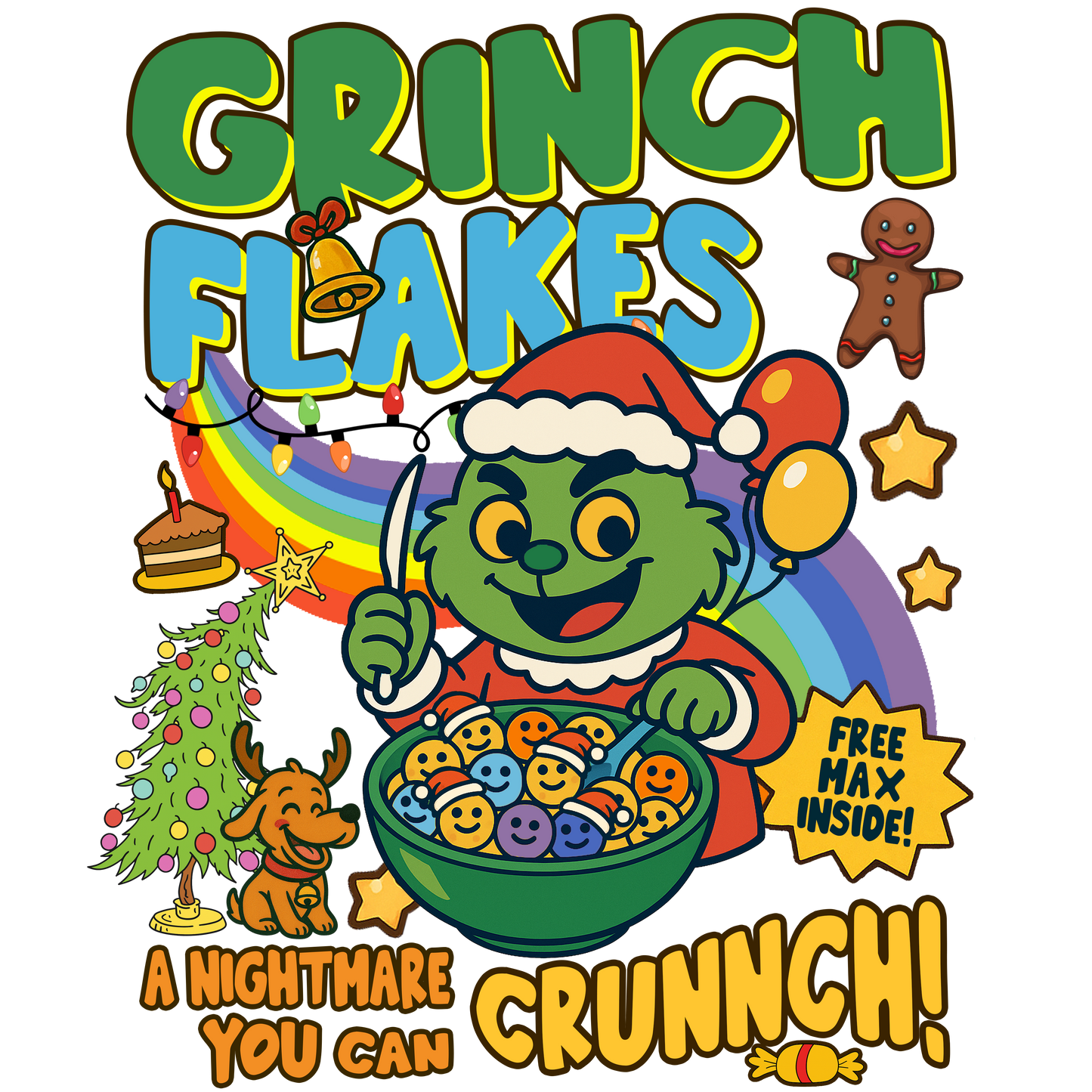 Grinch flakes, Press-ready, Transfer only, MTO