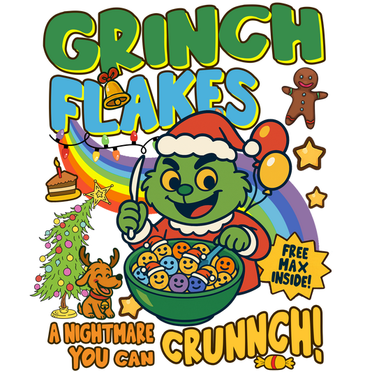 Grinch flakes, Press-ready, Transfer only, MTO