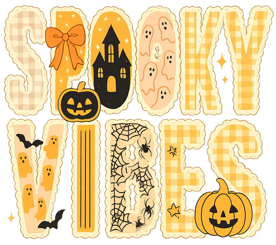 Yellow spooky vibes, Halloween, Press-ready, Transfer only, MTO