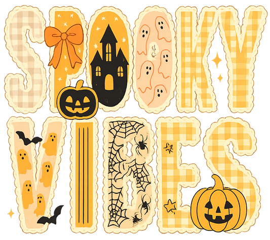 Yellow spooky vibes, Halloween, Press-ready, Transfer only, MTO