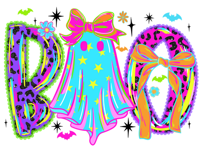 Neon Boo, Halloween, Press-ready, Transfer only, MTO
