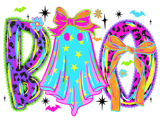 Neon Boo, Halloween, Press-ready, Transfer only, MTO