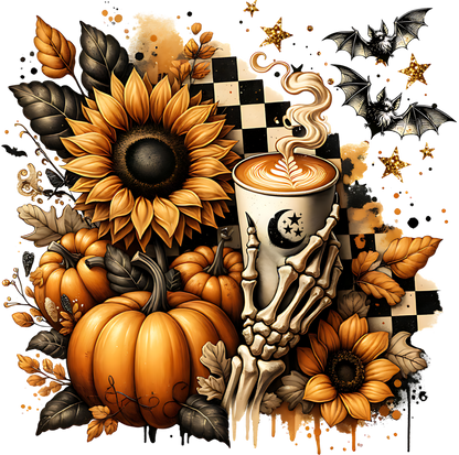Sunflower, Fall, coffee, Press-ready, Transfer only, MTO