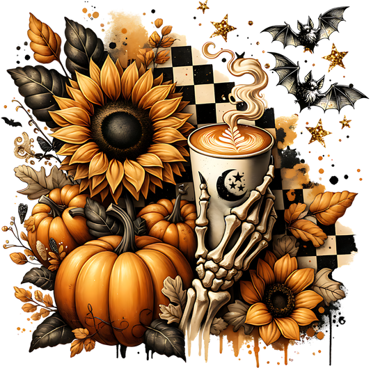 Sunflower, Fall, coffee, Press-ready, Transfer only, MTO
