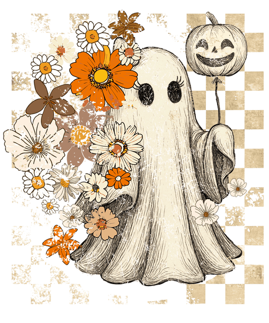 Retro Ghost, Halloween, Press-ready, Transfer only, MTO