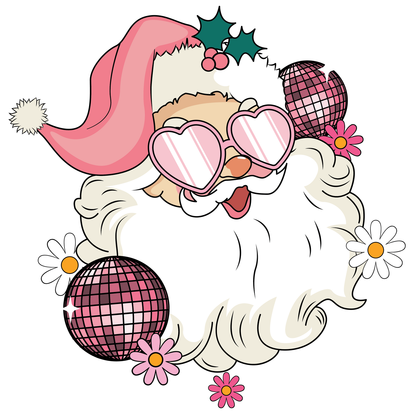 Retro santa, Christmas, Press-ready, Transfer only, MTO