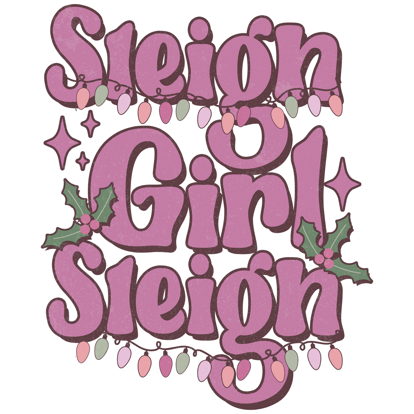 Sleigh girl sleigh, Christmas, Press-ready, Transfer only, MTO