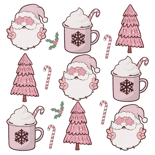 Santa coco candy cane, Christmas, Press-ready, Transfer only, MTO