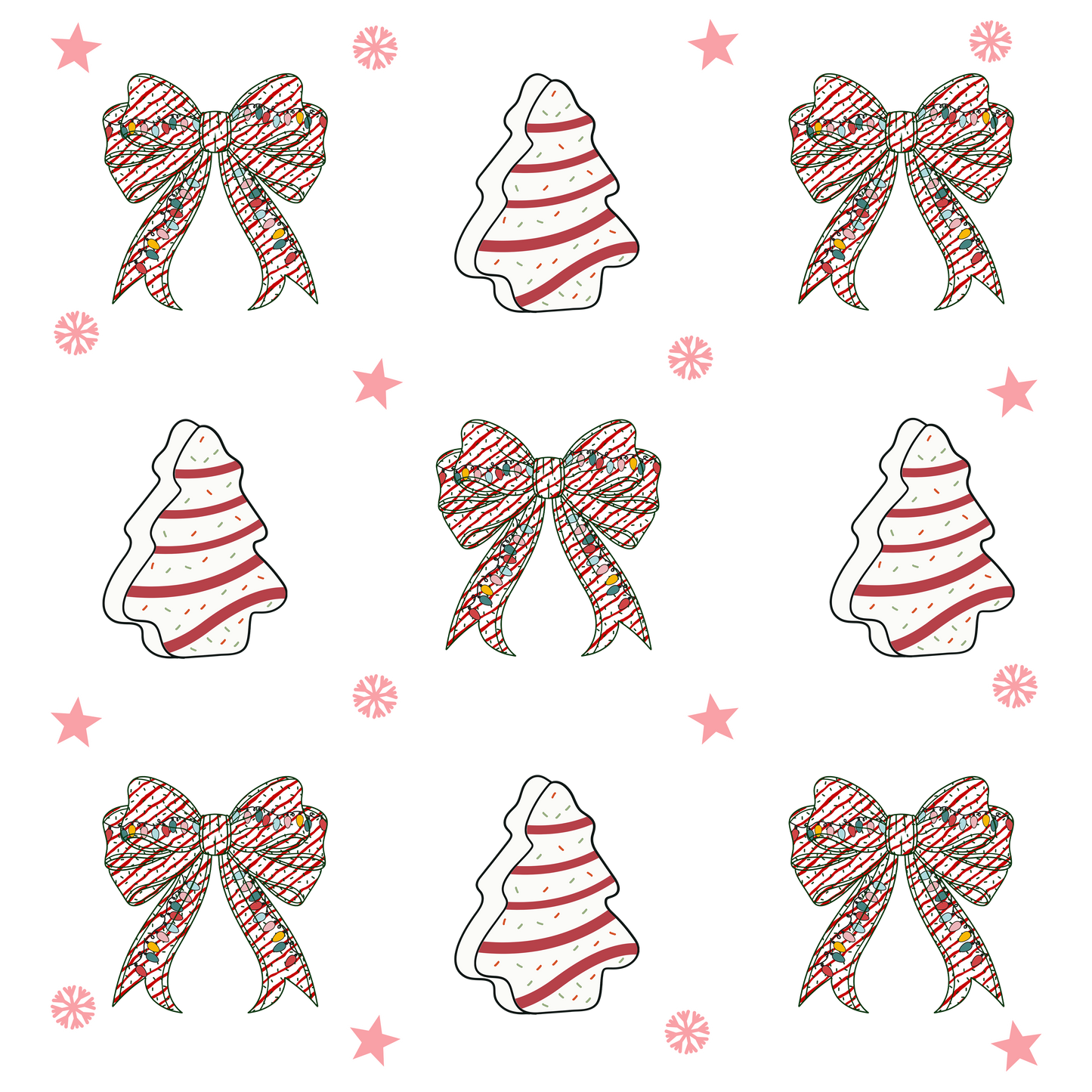 Christmas tree and bow, Christmas, Press-ready, Transfer only, MTO