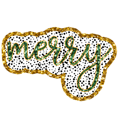 Merry, faux glitter, Christmas, Press-ready, Transfer only, MTO