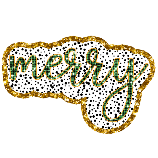 Merry, faux glitter, Christmas, Press-ready, Transfer only, MTO