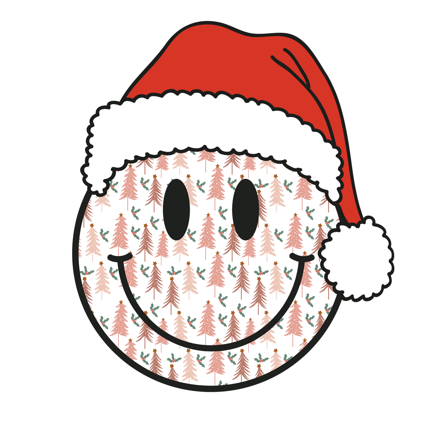 Smiley face, Christmas, Press-ready, Transfer only, MTO