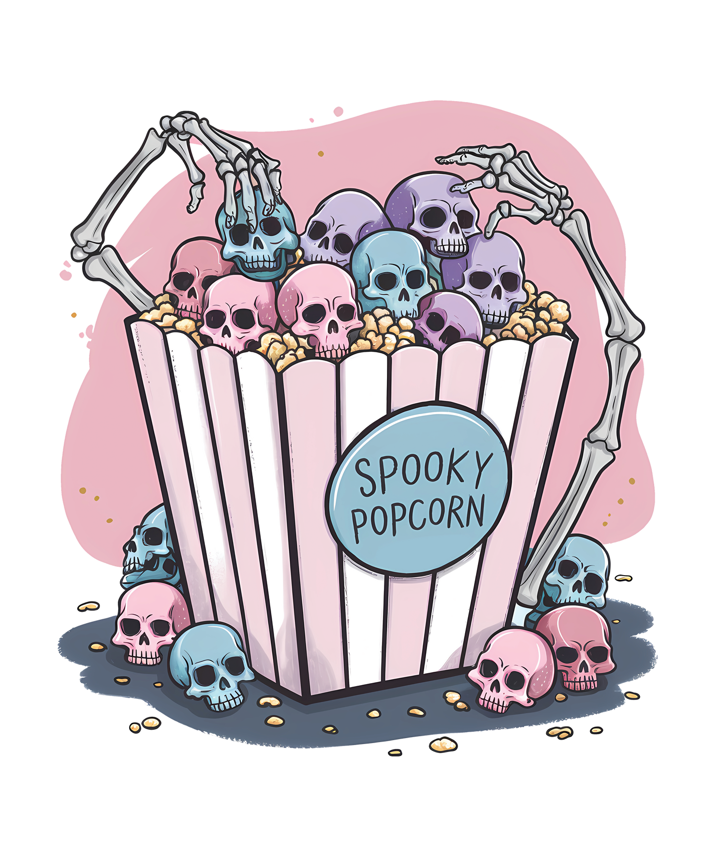 Spooky popcorn, Halloween, Press-ready, Transfer only, MTO
