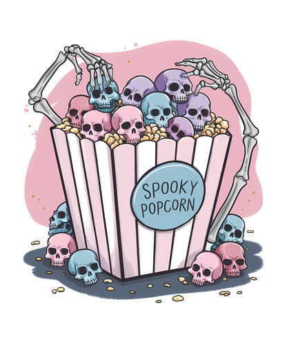 Spooky popcorn, Halloween, Press-ready, Transfer only, MTO