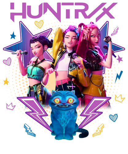 Girls and cat, Huntrix, Press-ready, Transfer only, MTO